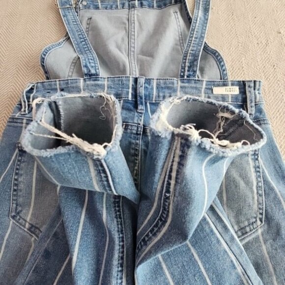 Almost Famous Overall Women's Size Small Striped Side Zip Med Wash ST# M53X-EF - Picture 8 of 16